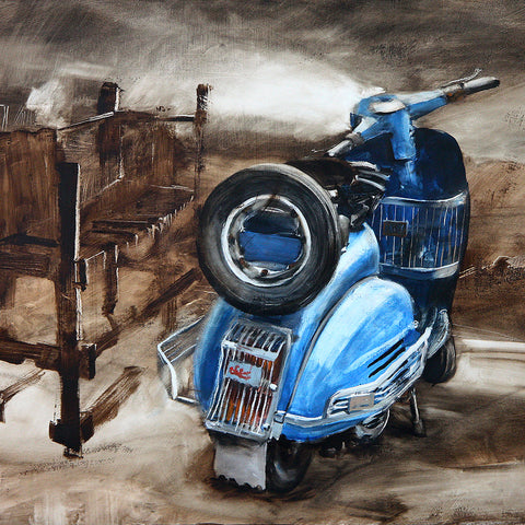 Blue Vespa at the bench (DScc175)